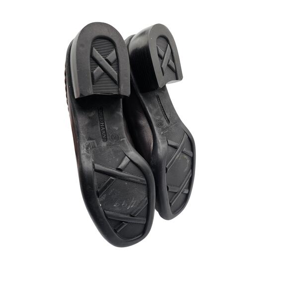 Cole Haan Studio Black Leather Brown Woven Collar Mule Sz 7.5N Braided - Picture 6 of 8